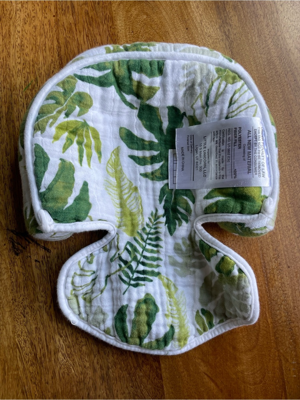 Infant Carseat Insert Head Support in Green Leaf Print - Picture 4 of 6